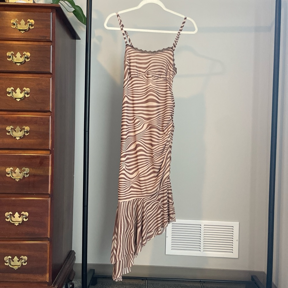 Wild Fable Tan Zebra Asymmetrical Dress